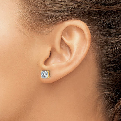 14K Yellow Gold 3 Ctw Certified Lab Grown Diamond Vs/Si+ G+ Cushion 4 Prong Heavy Wt. Stud Earrings