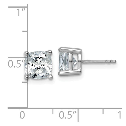 14K White Gold 4 Ctw Lab Grown Diamond Vs+ F+ Cushion Prong Heavy Wt. Stud Earrings