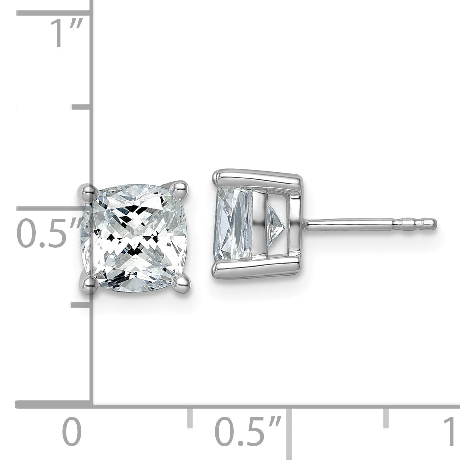 14k White Gold 4 ctw Lab Grown Diamond VS/SI+ G+ Cushion 4 Prong Heavy Wt. Stud Earrings