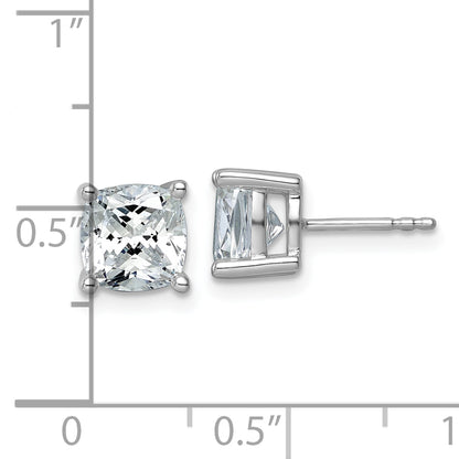 14k White Gold 4 ctw Lab Grown Diamond VS/SI+ G+ Cushion 4 Prong Heavy Wt. Stud Earrings