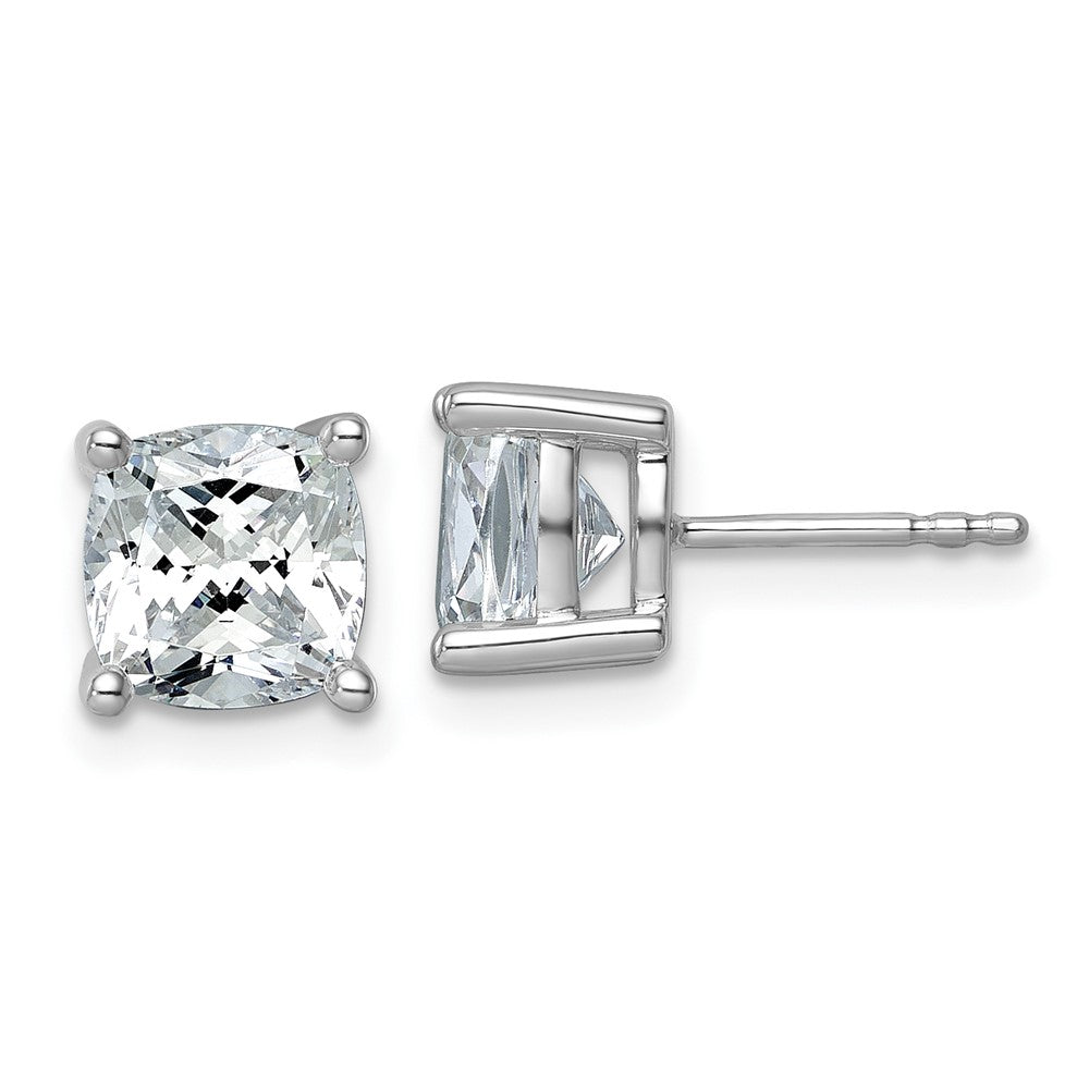 14k White Gold 4 Ct. Certified Lab Grown Diamond VS/SI+ G+ Cushion Complete Solitare Stud Post Earrings