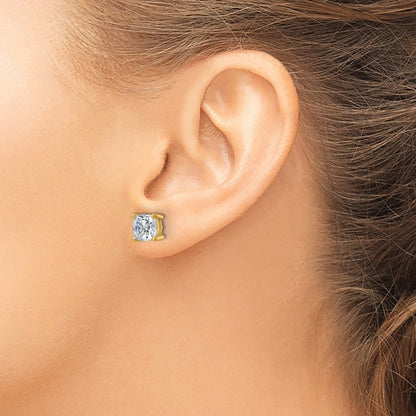 14K Yellow Gold 4 Ctw Certified Lab Grown Diamond Vs/Si+ G+ Cushion Prong Heavy Wt. Stud Earrings