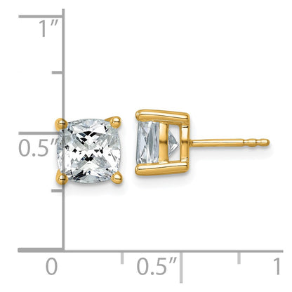 14k Yellow Gold 4 Ct. Lab Grown Diamond VS/SI+ G+ Cushion Complete Solitare Stud Post Earrings