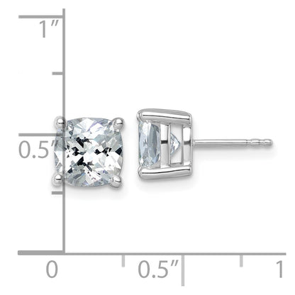 14k White Gold 5 Ct. Lab Grown Diamond VS/SI+ G+ Cushion Complete Solitare Stud Post Earrings