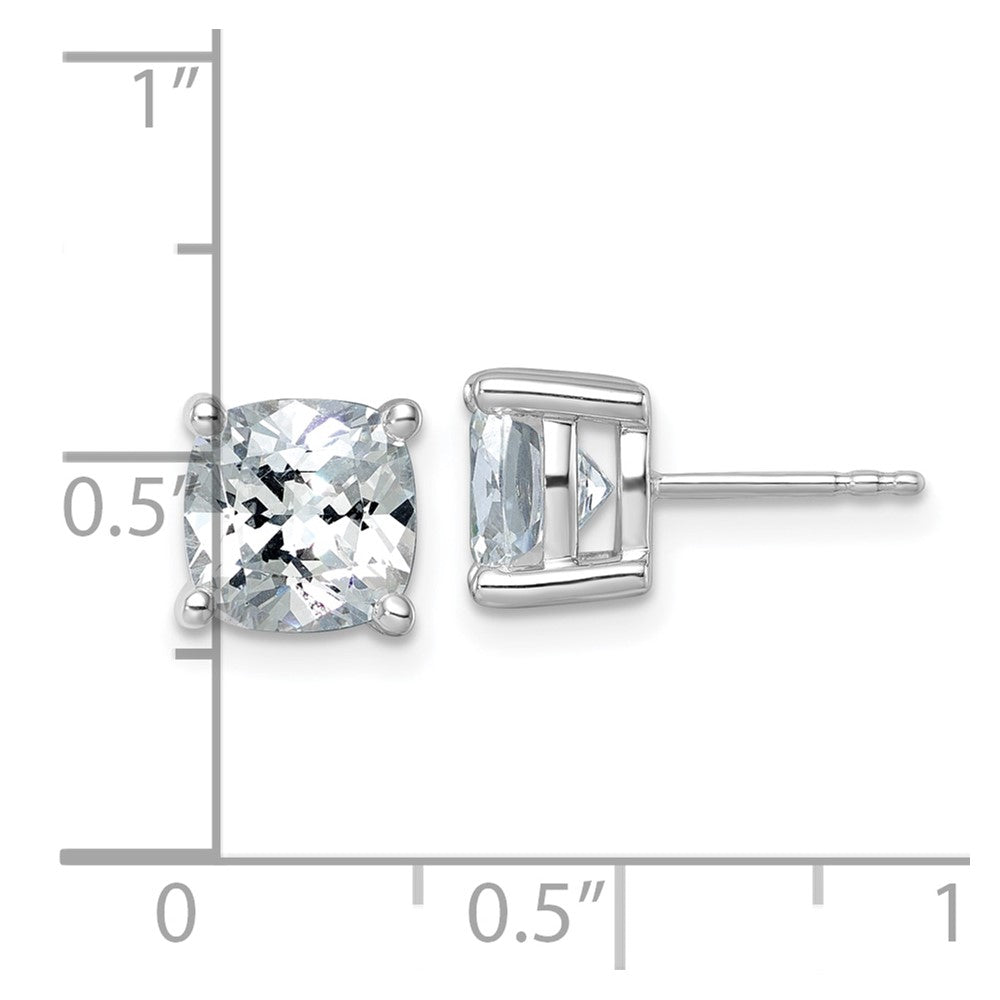 14K White Gold 5 Ctw Certified Lab Grown Diamond Vs+ F+ Cushion 4 Prong Heavy Wt. Stud Earrings