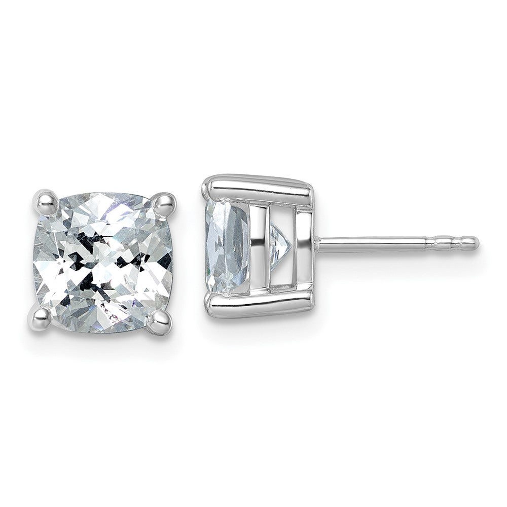 14K White Gold 5 Ctw Certified Lab Grown Diamond Vs+ F+ Cushion 4 Prong Heavy Wt. Stud Earrings