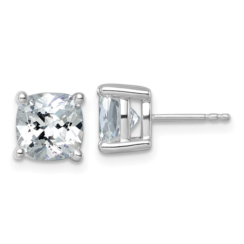 14K White Gold 5 Ctw Certified Lab Grown Diamond Vs/Si+ G+ Cushion 4 Prong Heavy Wt. Stud Earrings