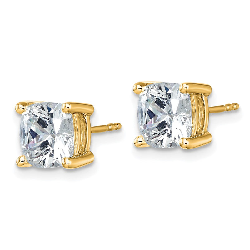 14K Yellow Gold 5 Ctw Certified Lab Grown Diamond Vs+ F+ Cushion 4 Prong Heavy Wt. Stud Earrings