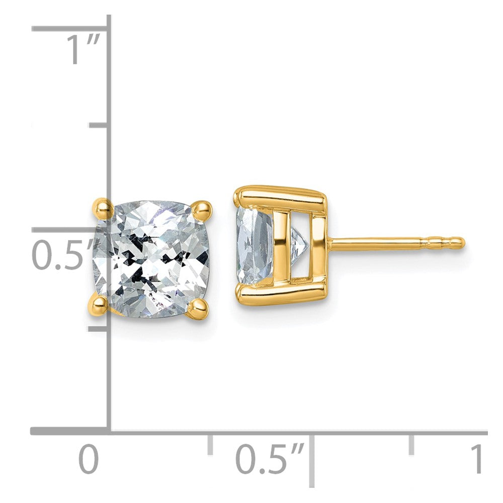 14k Yellow Gold 5 Ct. Lab Grown Diamond VS/SI+ G+ Cushion Complete Solitare Stud Post Earrings