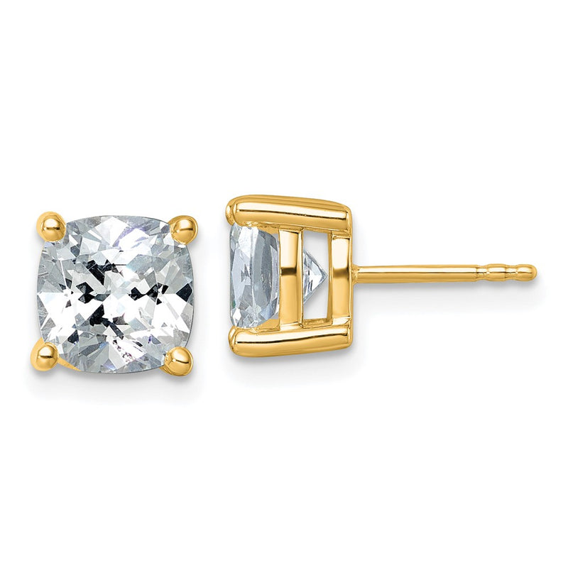 14K Yellow Gold 5 Ctw Certified Lab Grown Diamond Vs+ F+ Cushion 4 Prong Heavy Wt. Stud Earrings