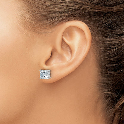 14k White Gold 6 ctw Certified Lab Grown Diamond VS/SI+ G+ Cushion 4 Prong Heavy Wt. Stud Earrings