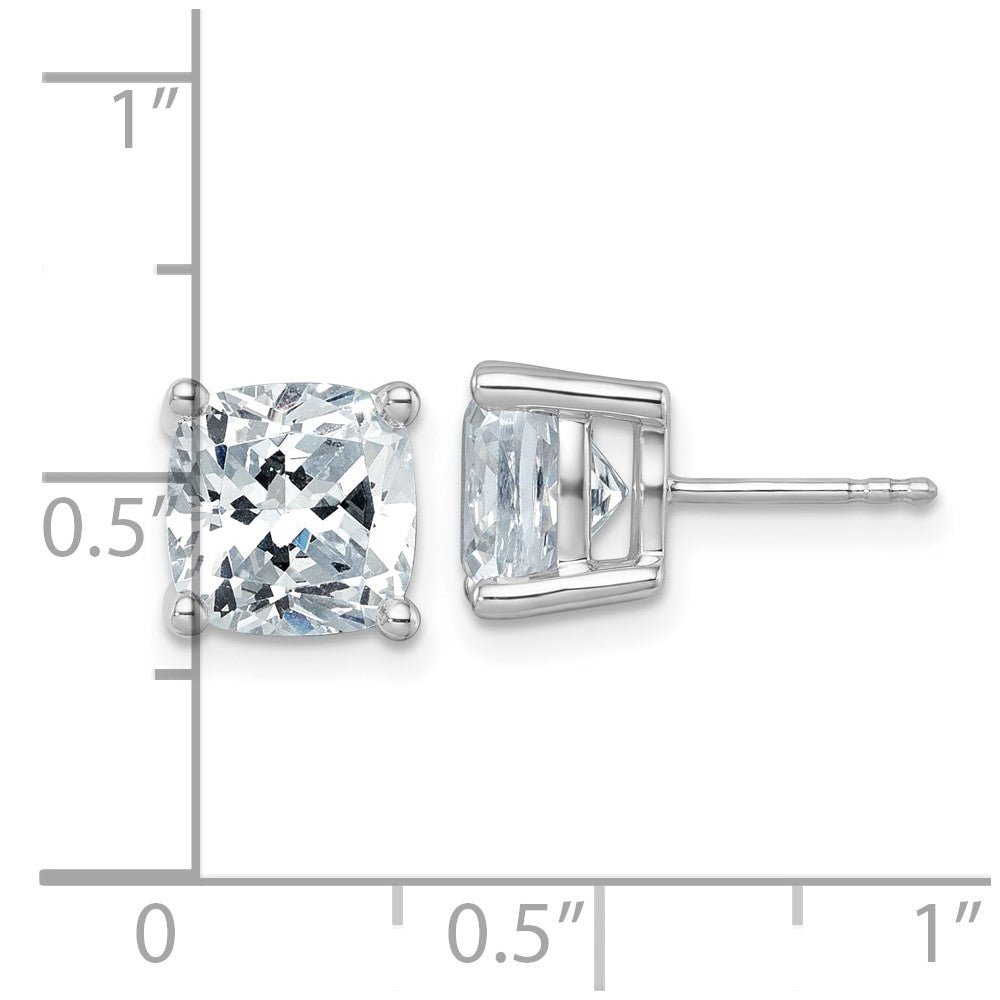 14k White Gold 6 ctw Certified Lab Grown Diamond VS/SI+ G+ Cushion 4 Prong Heavy Wt. Stud Earrings