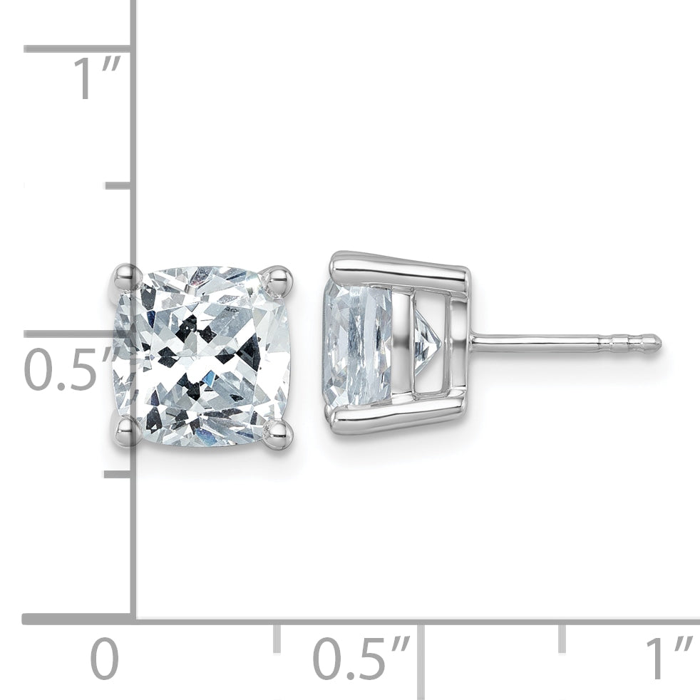 14k White Gold 6 ctw Certified Lab Grown Diamond VS/SI+ G+ Cushion 4 Prong Heavy Wt. Stud Earrings