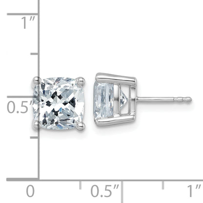 14k White Gold 6 ctw Certified Lab Grown Diamond VS/SI+ G+ Cushion 4 Prong Heavy Wt. Stud Earrings