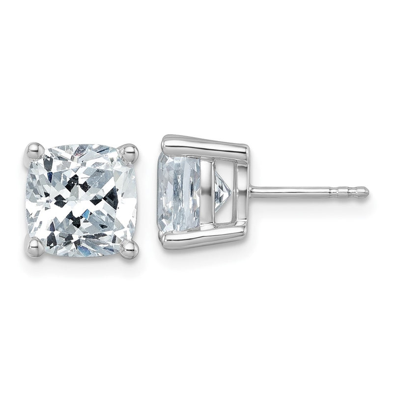 14K White Gold 6 Ctw Lab Grown Diamond Vs/Si+ G+ Cushion 4 Prong Heavy Wt. Stud Earrings
