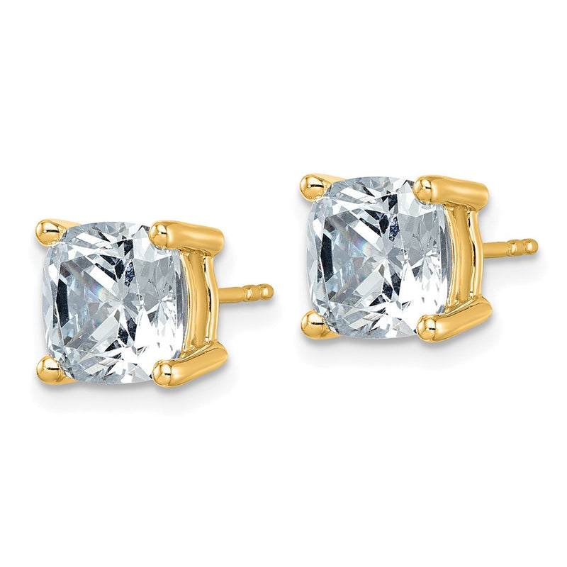 14K Yellow Gold 6 Ctw Certified Lab Grown Diamond Vs+ F+ Cushion 4 Prong Heavy Wt. Stud Earrings