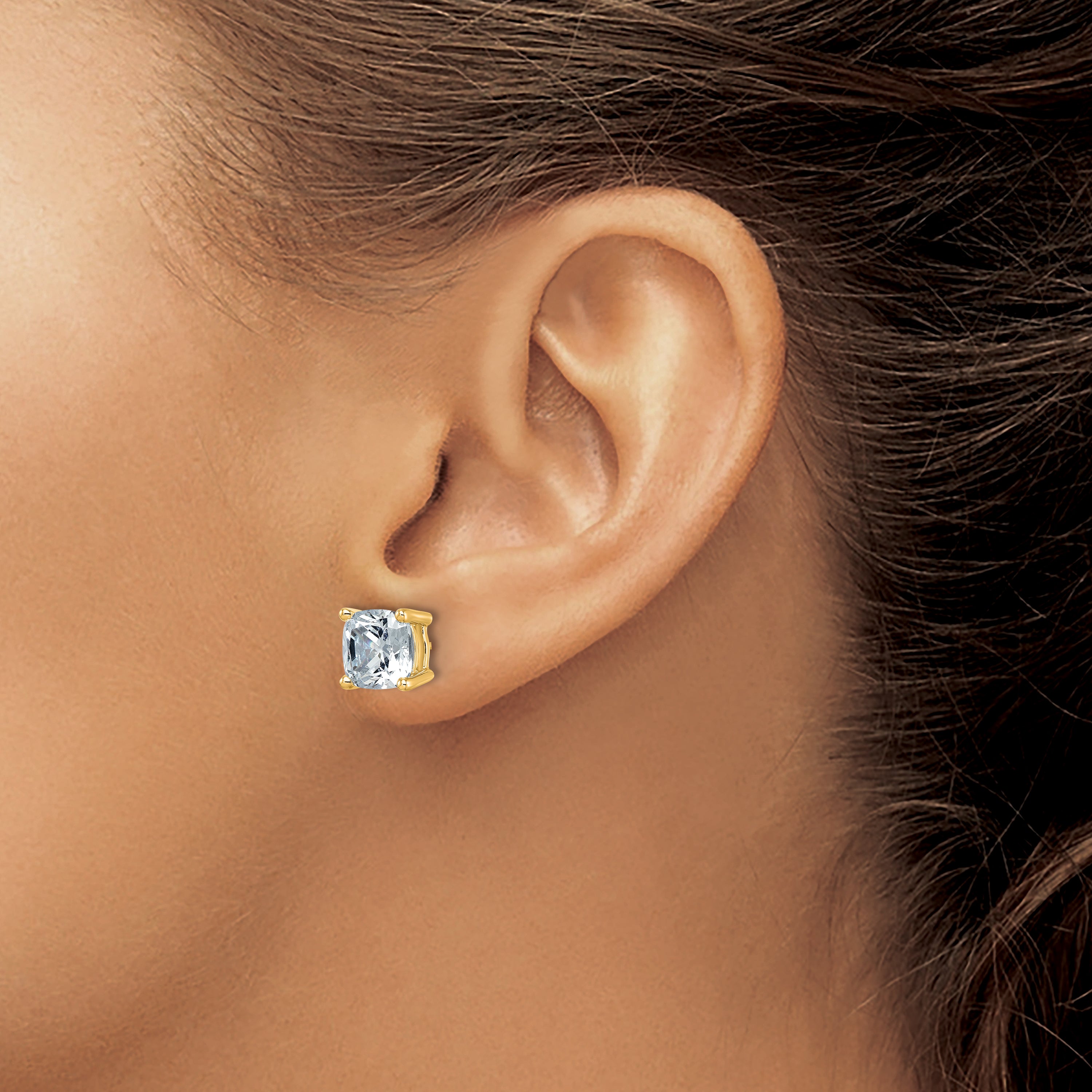 14k Yellow Gold 6 ctw Lab Grown Diamond VS/SI+ G+ Cushion 4 Prong Heavy Wt. Stud Earrings