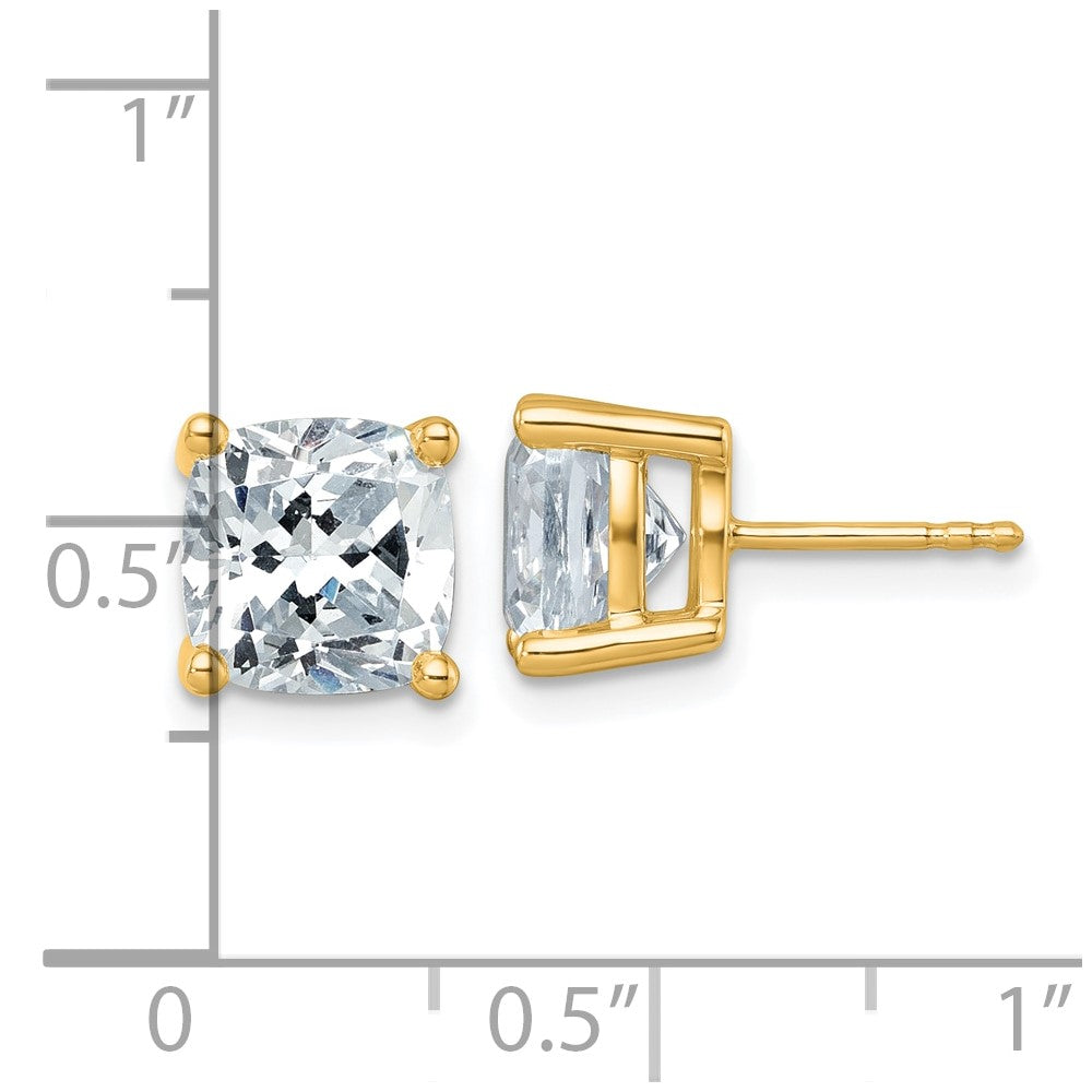 14k Yellow Gold 6 ctw Certified Lab Grown Diamond VS/SI+ G+ Cushion 4 Prong Heavy Wt. Stud Earrings