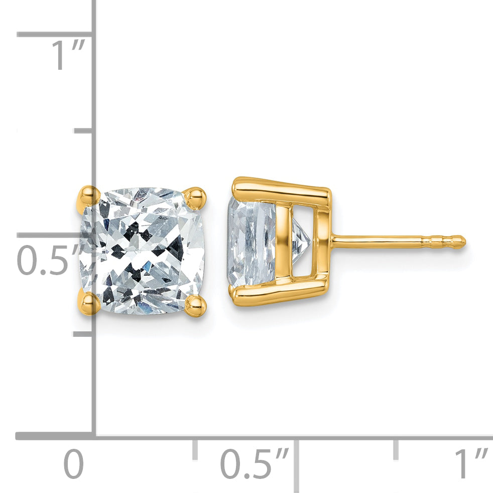 14k Yellow Gold 6 ctw Lab Grown Diamond VS/SI+ G+ Cushion 4 Prong Heavy Wt. Stud Earrings