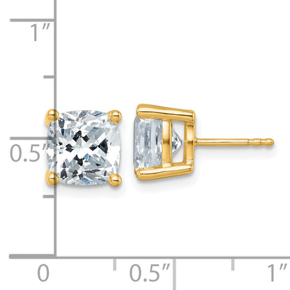 14k Yellow Gold 6 ctw Lab Grown Diamond VS/SI+ G+ Cushion 4 Prong Heavy Wt. Stud Earrings