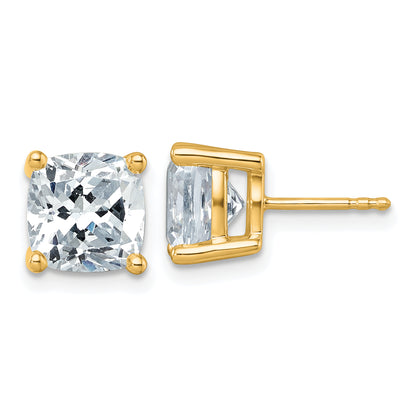 14k Yellow Gold 6 ctw Lab Grown Diamond VS/SI+ G+ Cushion 4 Prong Heavy Wt. Stud Earrings