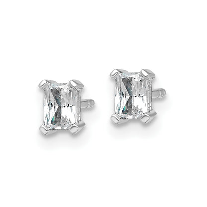 14k White Gold 1/2 Ct. Lab Grown Diamond VS/SI+ G+ Radiant Complete Solitare Stud Post Earrings