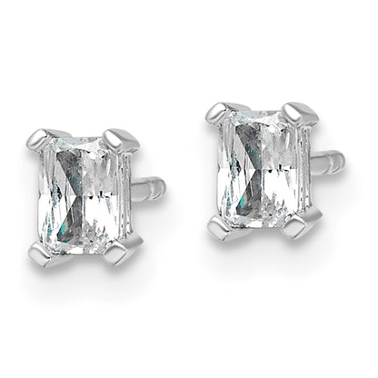 14k White Gold 1/2 Ct. Lab Grown Diamond VS/SI+ G+ Radiant Complete Solitare Stud Post Earrings