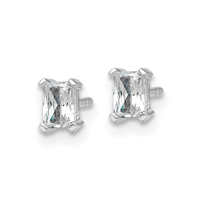 14k White Gold 1/2 Ct. Lab Grown Diamond VS/SI+ G+ Radiant Complete Solitare Stud Post Earrings