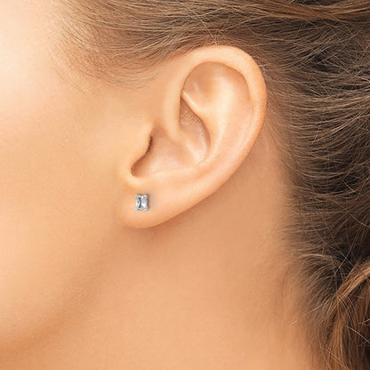 14k White Gold 1/2 Ct. Lab Grown Diamond VS/SI+ G+ Radiant Complete Solitare Stud Post Earrings