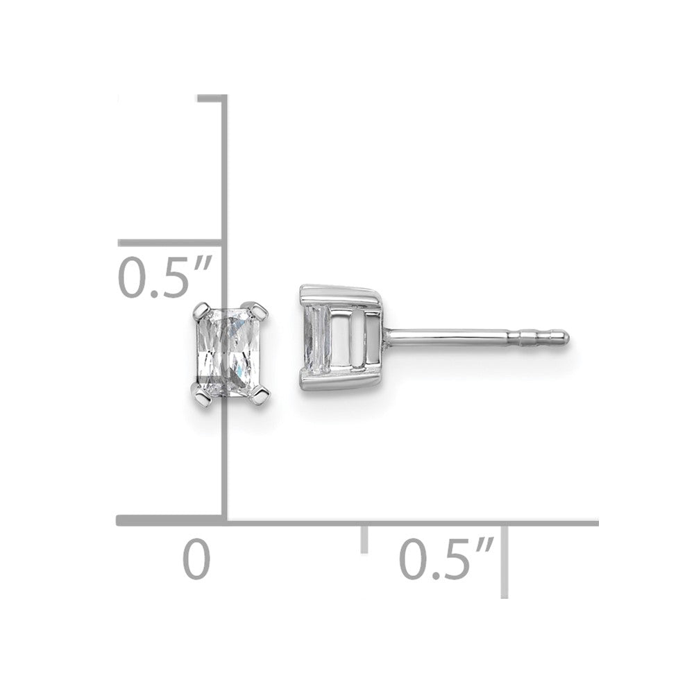 14k White Gold 1/2 Ct. Lab Grown Diamond VS/SI+ G+ Radiant Complete Solitare Stud Post Earrings