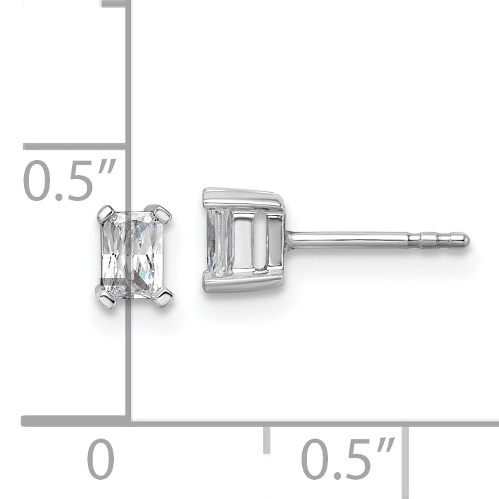 14k White Gold 1/2 Ct. Lab Grown Diamond VS/SI+ G+ Radiant Complete Solitare Stud Post Earrings