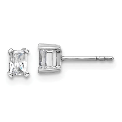 14k White Gold 1/2 Ct. Lab Grown Diamond VS/SI+ G+ Radiant Complete Solitare Stud Post Earrings