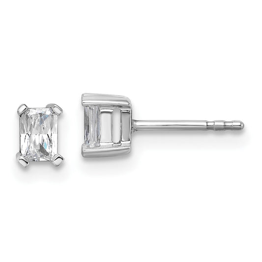 14k White Gold 1/2 Ct. Lab Grown Diamond VS/SI+ G+ Radiant Complete Solitare Stud Post Earrings