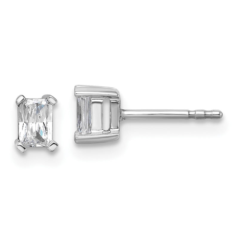 14K White Gold 1/2 Ctw Certified Lab Grown Diamond Vs+ F+ Radiant 4 Prong Heavy Wt. Stud Earrings