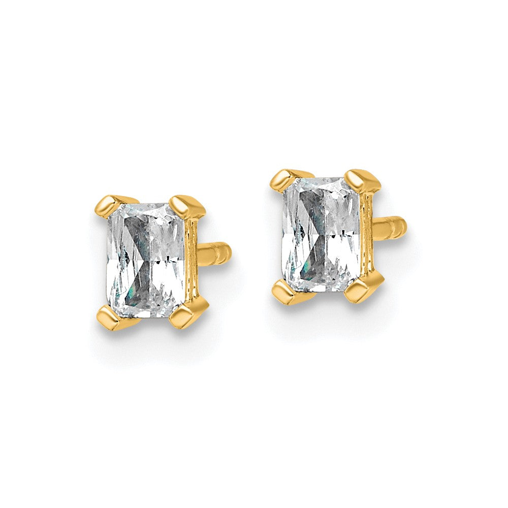 14k Yellow Gold 1/2 Ct. Lab Grown Diamond VS/SI+ G+ Radiant Complete Solitare Stud Post Earrings