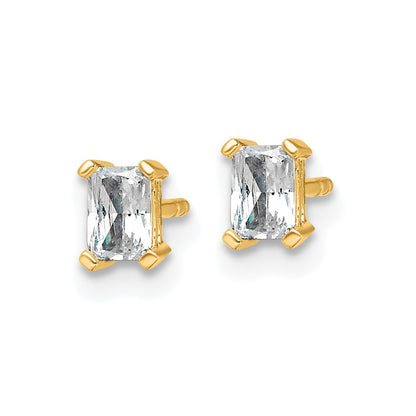 14k Yellow Gold 1/2 Ct. Lab Grown Diamond VS/SI+ G+ Radiant Complete Solitare Stud Post Earrings