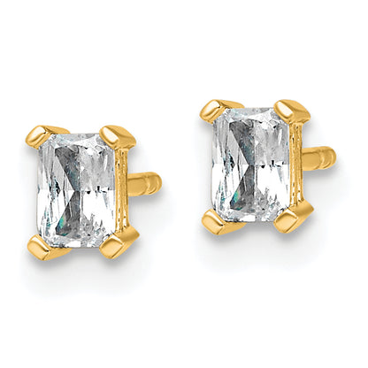 14k Yellow Gold 1/2 Ct. Lab Grown Diamond VS/SI+ G+ Radiant Complete Solitare Stud Post Earrings