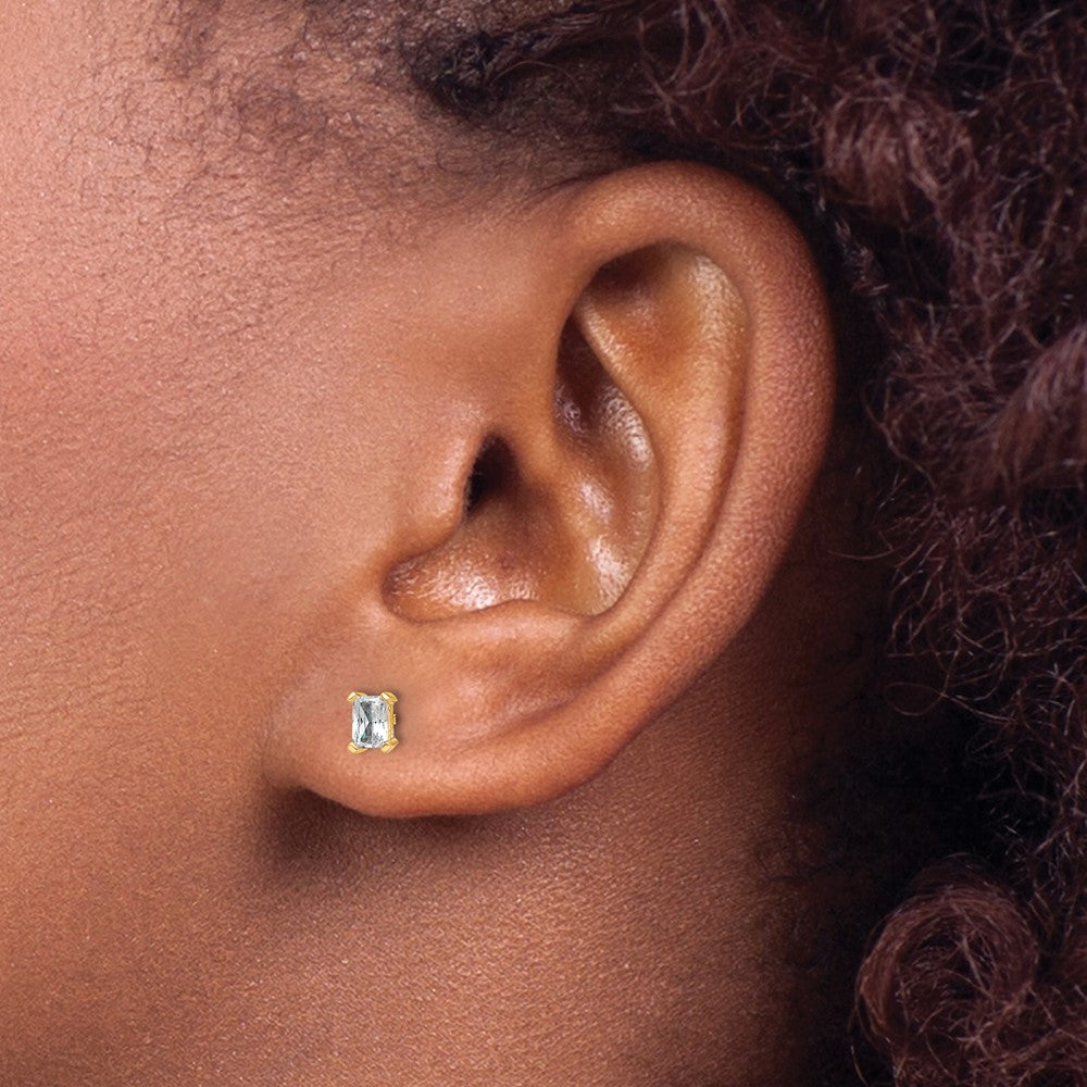 14k Yellow Gold 1/2 ctw Certified Lab Grown Diamond VS/SI+ G+ Radiant 4 Prong Heavy Wt. Stud Earrings