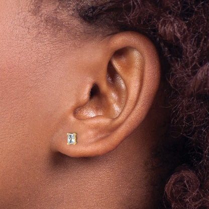 14k Yellow Gold 1/2 Ct. Lab Grown Diamond VS/SI+ G+ Radiant Complete Solitare Stud Post Earrings