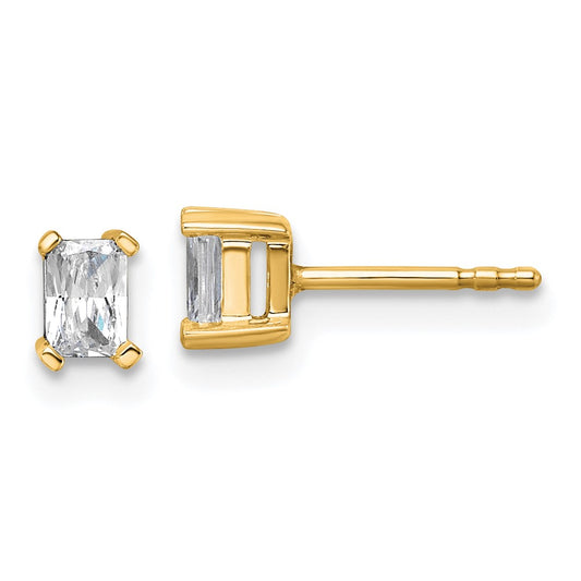 14k Yellow Gold 1/2 Ct. Lab Grown Diamond VS/SI+ G+ Radiant Complete Solitare Stud Post Earrings