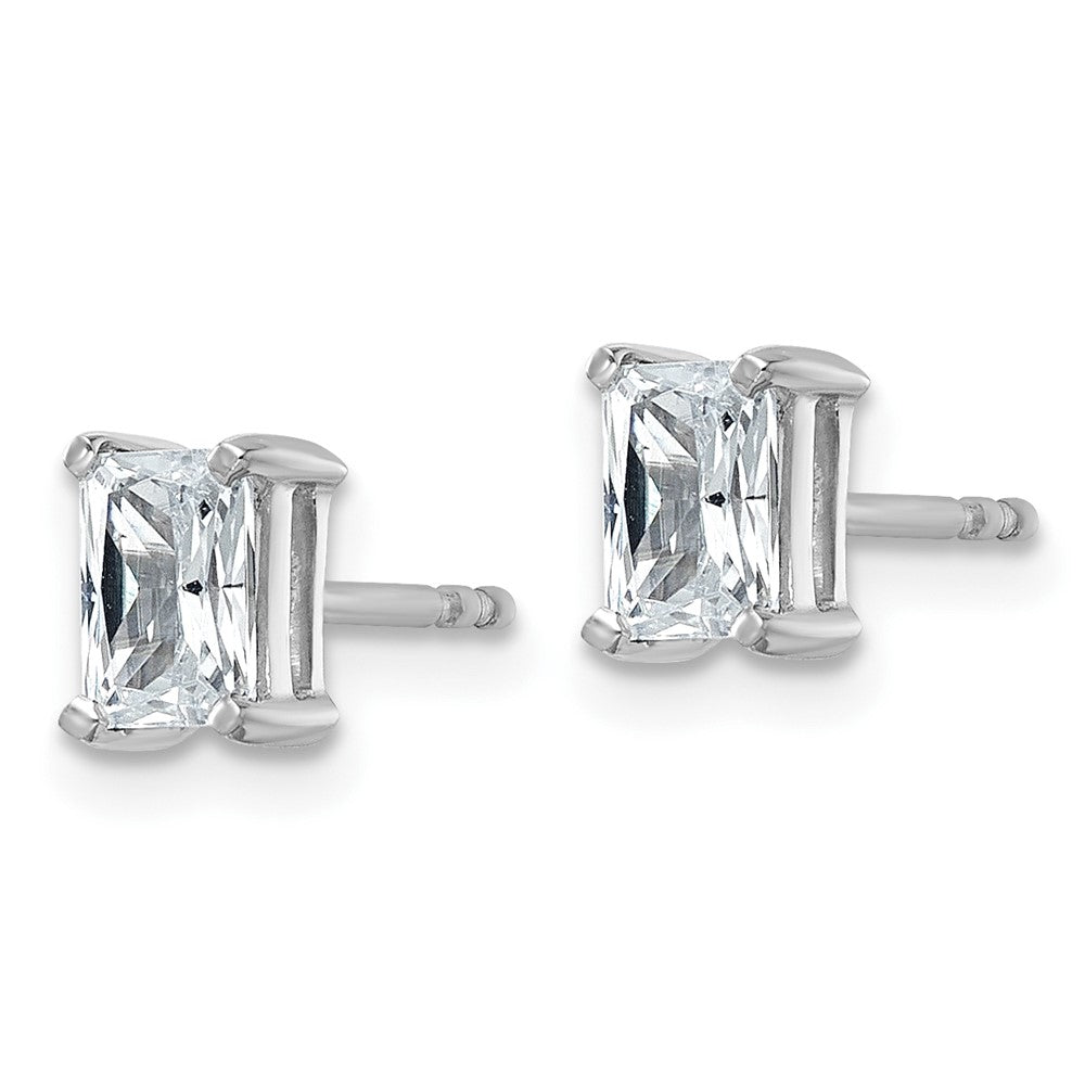 14K White Gold 1 Ctw Certified Lab Grown Diamond Vs+ F+ Radiant 4 Prong Heavy Wt. Stud Earrings