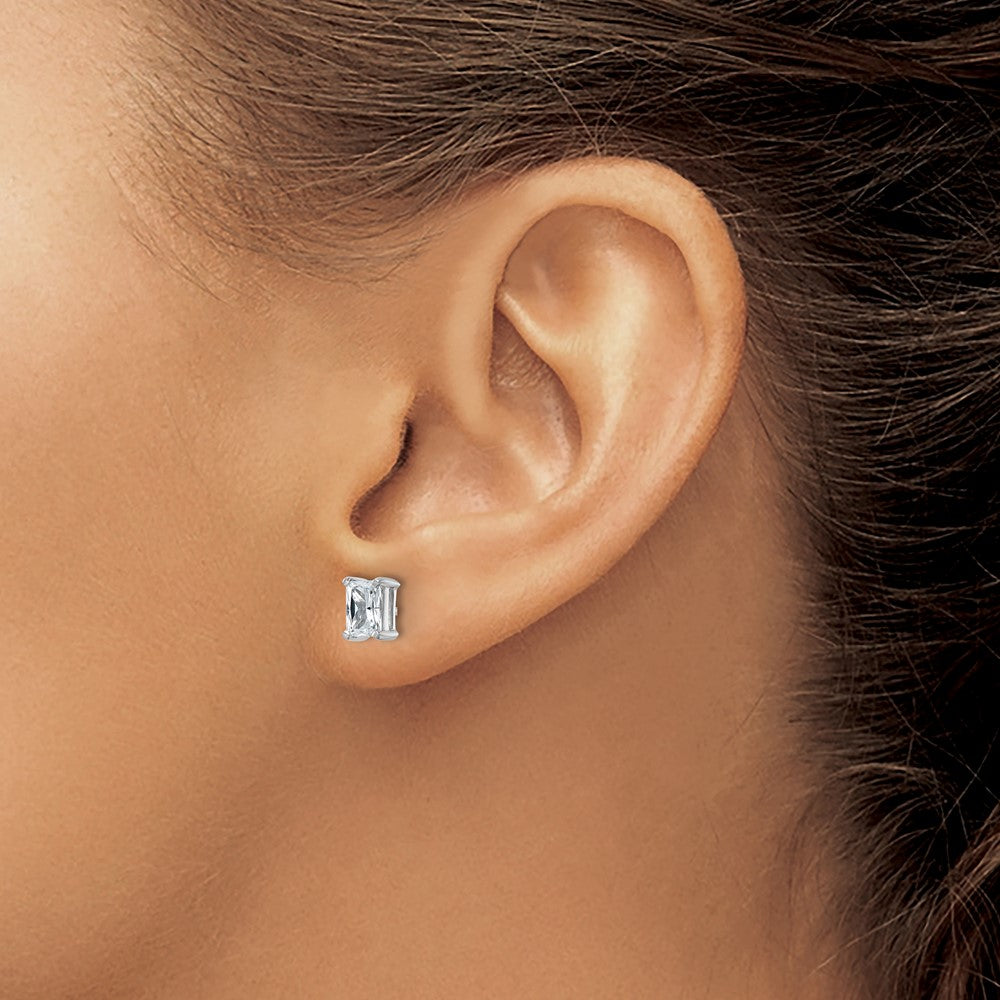 14k White Gold 1 Ct. Lab Grown Diamond VS/SI+ G+ Radiant Complete Solitare Stud Post Earrings