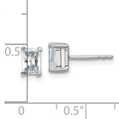 14k White Gold 1 ctw Lab Grown Diamond VS/SI+ G+ Radiant 4 Prong Heavy Wt. Stud Earrings