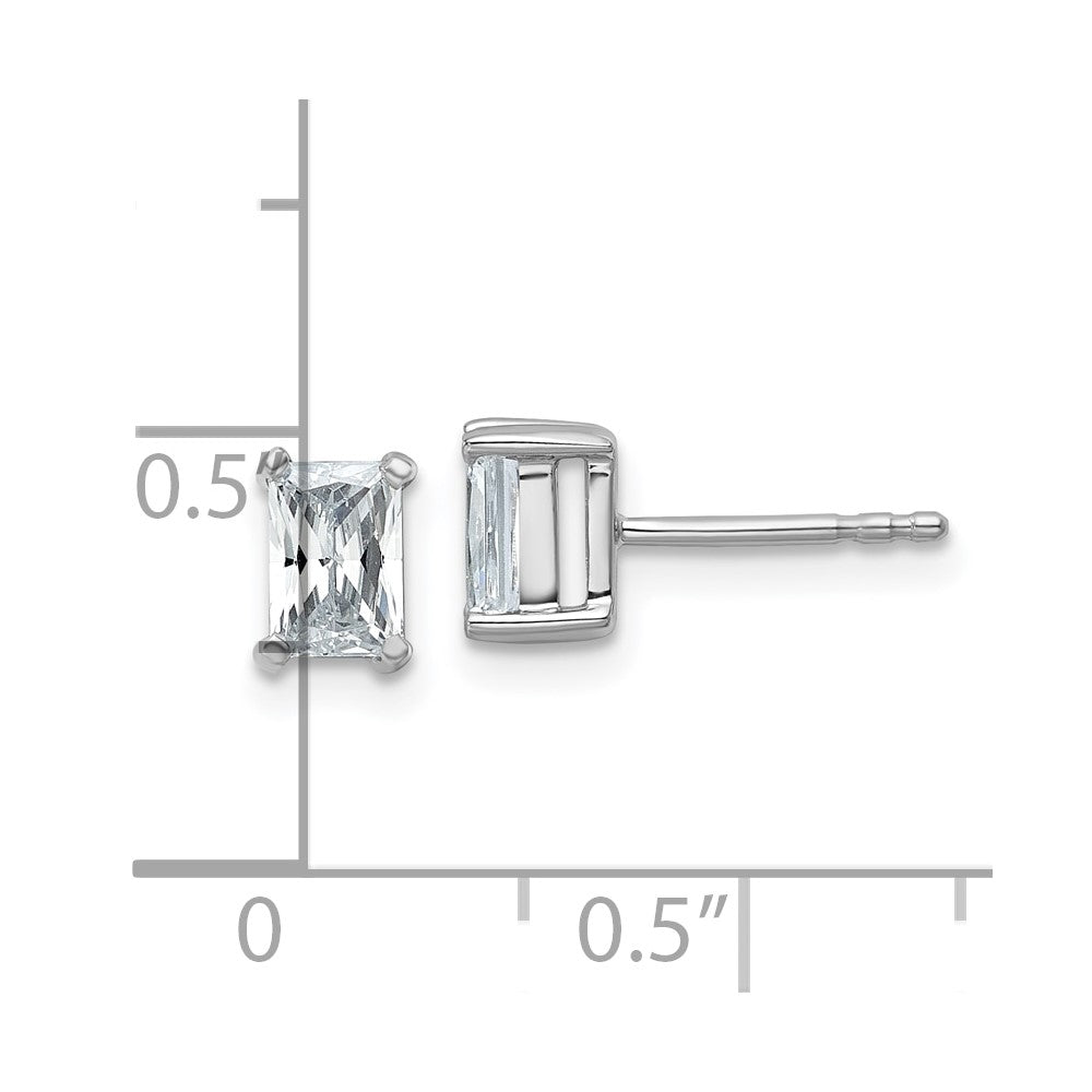 14K White Gold 1 Ctw Certified Lab Grown Diamond Vs+ F+ Radiant 4 Prong Heavy Wt. Stud Earrings