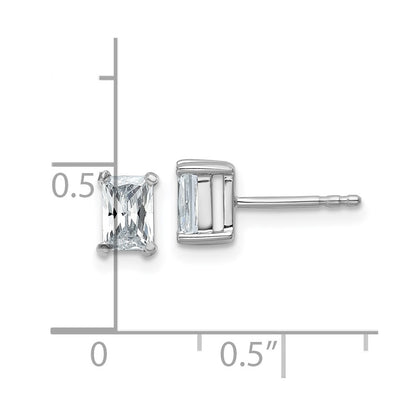 14K White Gold 1 Ctw Certified Lab Grown Diamond Vs+ F+ Radiant 4 Prong Heavy Wt. Stud Earrings