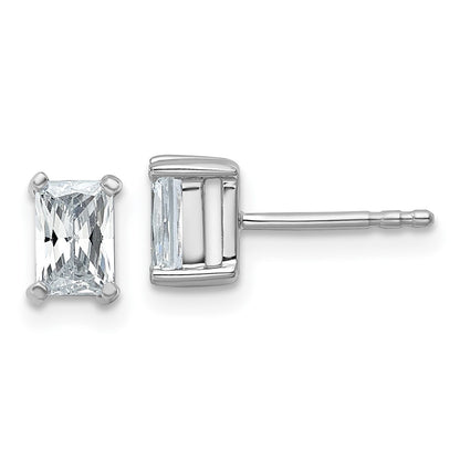14k White Gold 1 Ct. Lab Grown Diamond VS/SI+ G+ Radiant Complete Solitare Stud Post Earrings