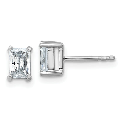 14k White Gold 1 ctw Lab Grown Diamond VS/SI+ G+ Radiant 4 Prong Heavy Wt. Stud Earrings