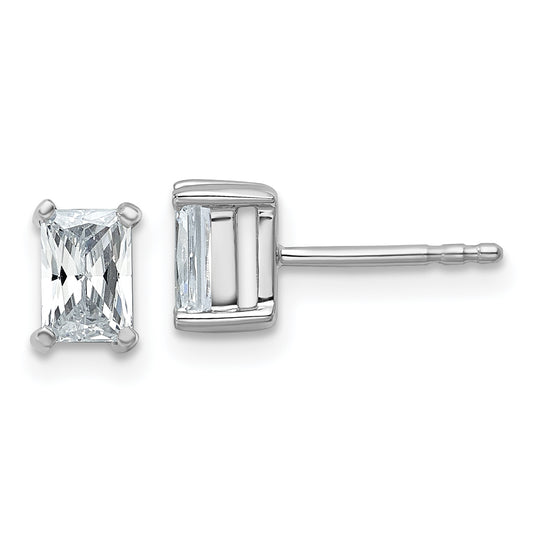 14k White Gold 1 ctw Lab Grown Diamond VS/SI+ G+ Radiant 4 Prong Heavy Wt. Stud Earrings