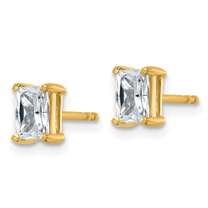 14K Yellow Gold 1 Ctw Lab Grown Diamond Vs/Si+ G+ Radiant 4 Prong Heavy Wt. Stud Earrings
