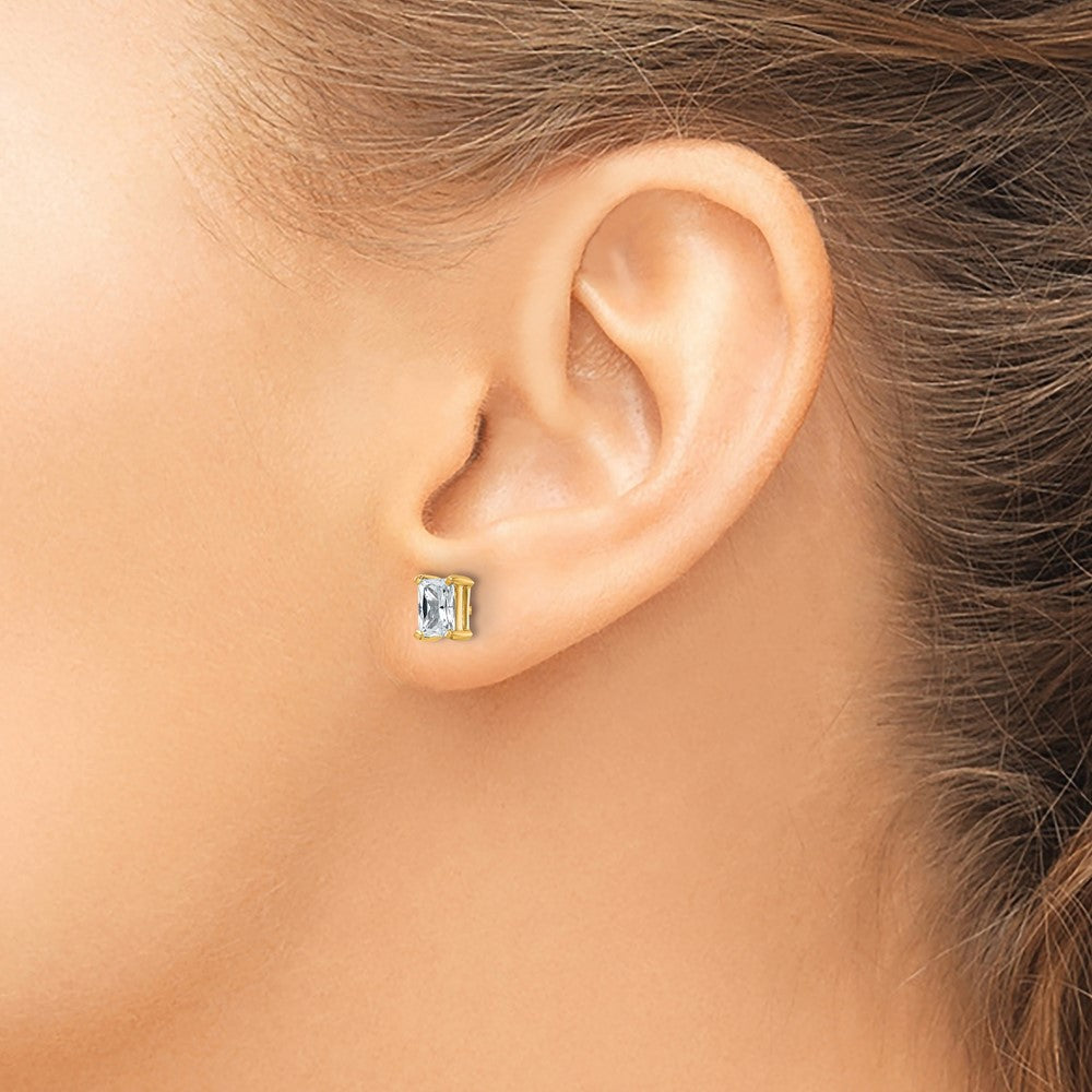14K Yellow Gold 1 Ctw Lab Grown Diamond Vs/Si+ G+ Radiant 4 Prong Heavy Wt. Stud Earrings